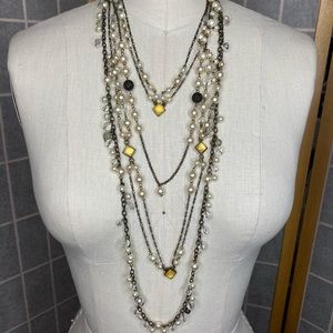 Spiegel multi-chain pearl and glass bead necklace